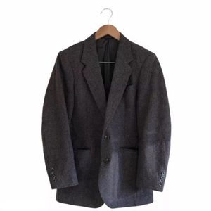 VTG 100% PURE WOOL BLAZER Tweed Stripe Hering Bone